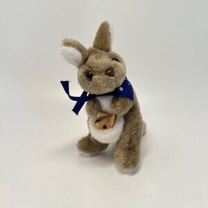 Natives Australian Made Brown Kangaroo & Joey 7" Plush Stuffed Animal